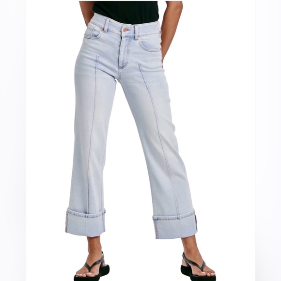 Dear John Denim - Dear John NEW Holly Light Wash High-Rise Cuffed Straight Leg Jeans Size 30 NWT